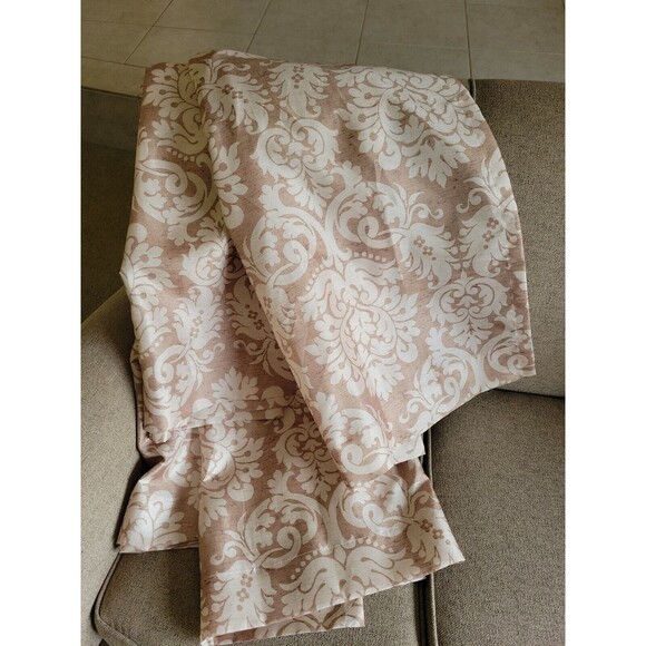 Royal Velvet TAN  Paisley Curtain Drape 2 Panels 54”x84” Rod Pocket or clip ring - Picture 6 of 7